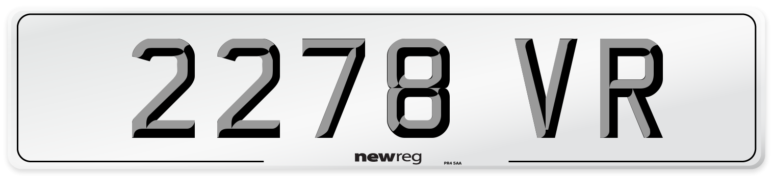 2278 VR Number Plate from New Reg